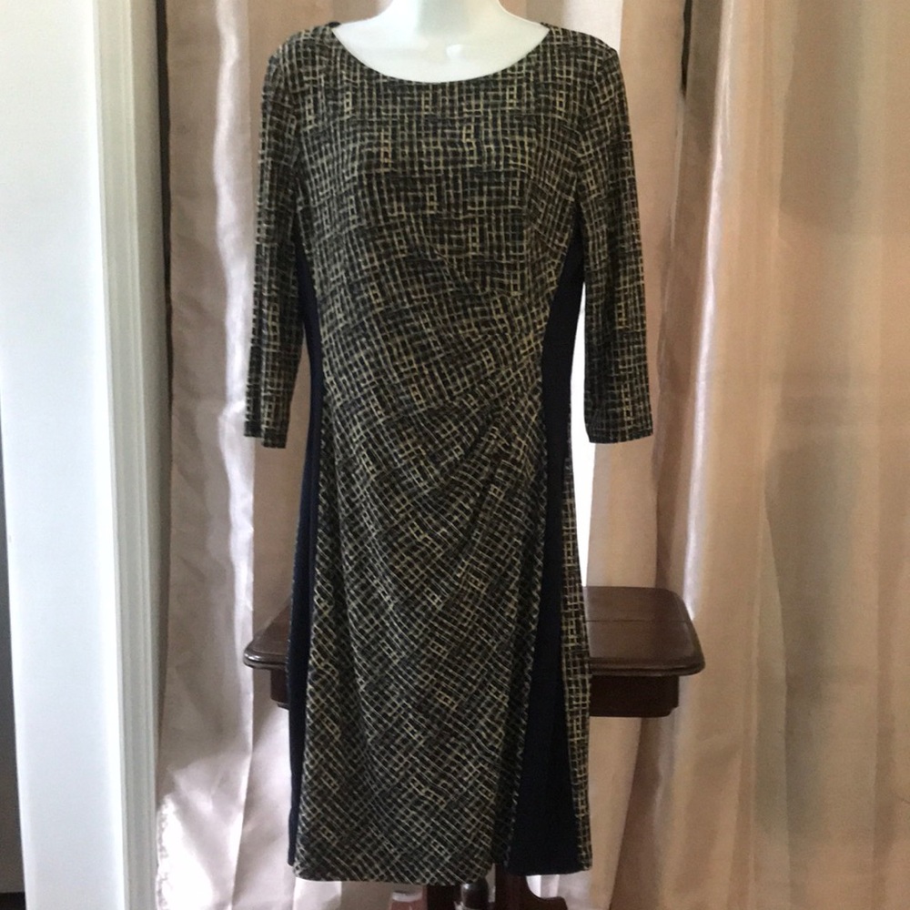 Ralph Lauren Navy and Gold Long Sleeve Dress